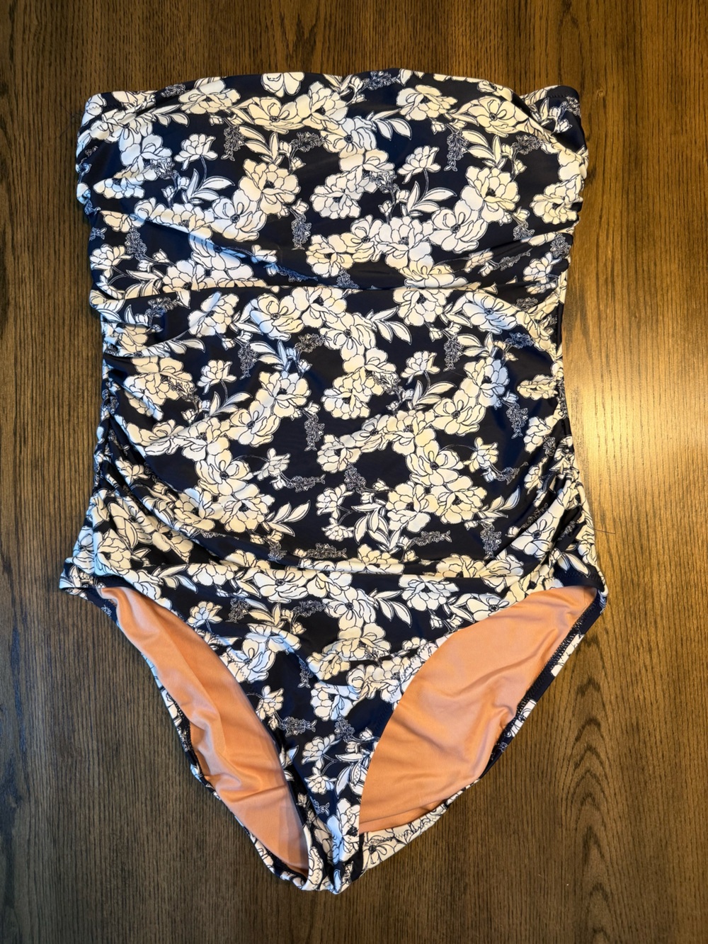 J. Crew Navy Floral One-Piece Swimsuit with Lining Size 10